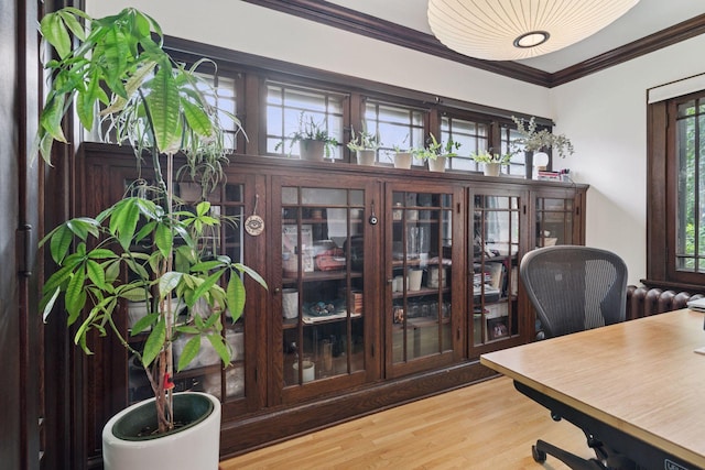 1295 Fairmount Ave, Saint Paul, MN 55105 - office area featuring ornamental molding and wood finished floors