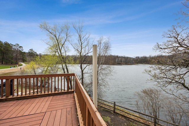 deck with a water view