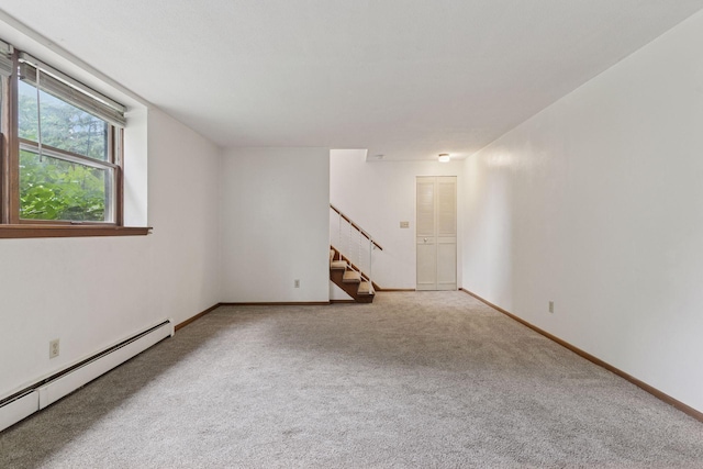 84 Logan Ave W, West Saint Paul, MN 55118 - carpeted spare room with a baseboard heating unit and stairway