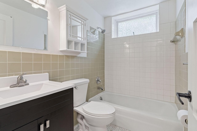 84 Logan Ave W, West Saint Paul, MN 55118 - bathroom with vanity, tile walls, and tub / shower combination