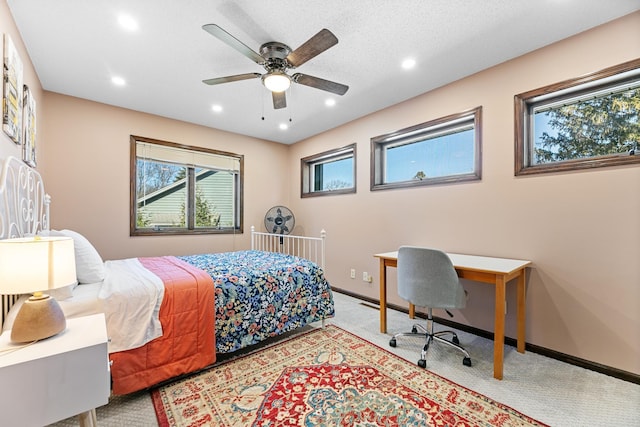 436 Bruns Ct, Vadnais Heights, MN 55127 - bedroom featuring carpet flooring, recessed lighting, baseboards, and ceiling fan