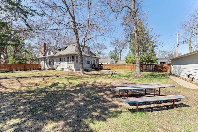 view of yard featuring a fenced backyard