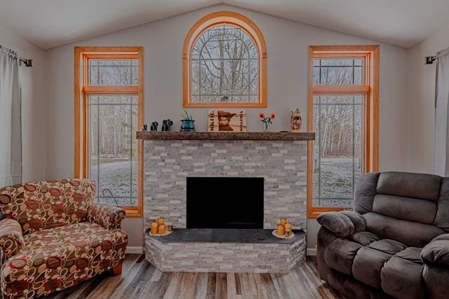 20371 Golf Crest Dr, Grand Rapids, MN 55744 - sitting room with lofted ceiling, plenty of natural light, wood finished floors, and baseboards