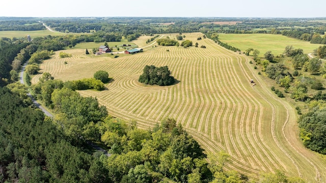birds eye view of property with a rural view