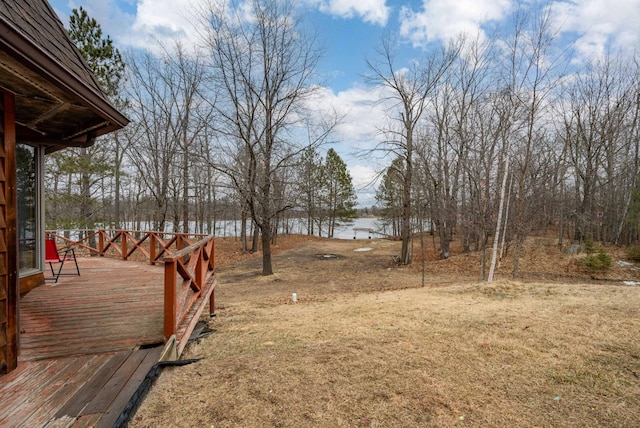 34130 Deer Lake Rd, Grand Rapids, MN 55744 - view of yard featuring a deck with water view