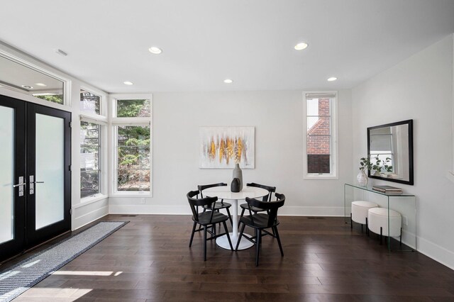 5231 Washburn Ave S, Minneapolis, MN 55410 - dining space featuring baseboards, recessed lighting, dark wood-type flooring, and french doors
