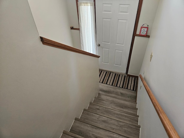 staircase featuring wood finished floors