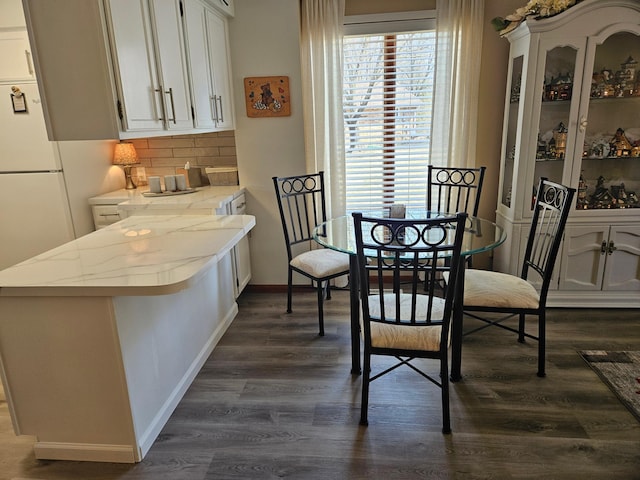 dining room featuring baseboards and dark wood-style flooring