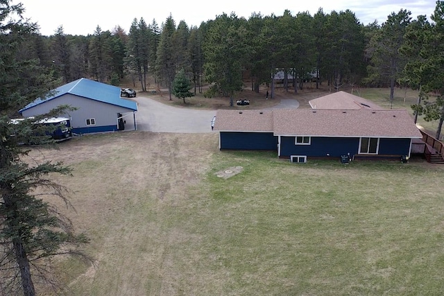 bird's eye view featuring a view of trees