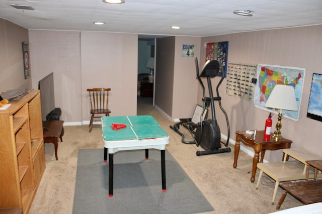 1404 Birch Lane Dr, Thief River Falls, MN 56701 - recreation room featuring recessed lighting and light colored carpet