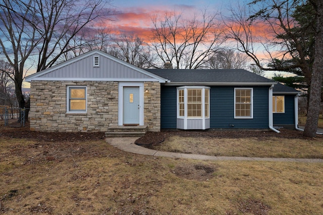 3401 Meadow Ln, Minnetonka, MN 55345 - ranch-style home featuring stone siding and a chimney