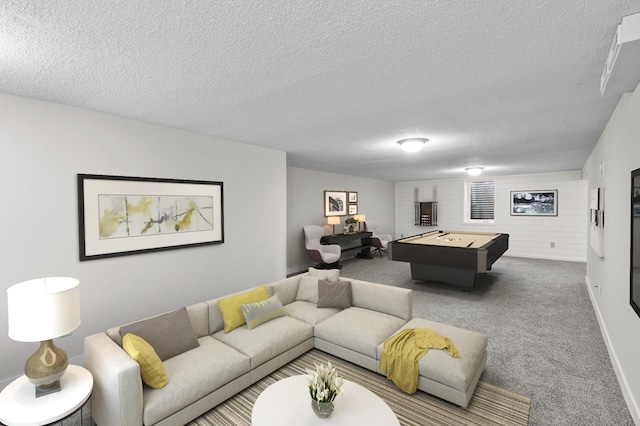 3401 Meadow Ln, Minnetonka, MN 55345 - carpeted living room with a textured ceiling and billiards table