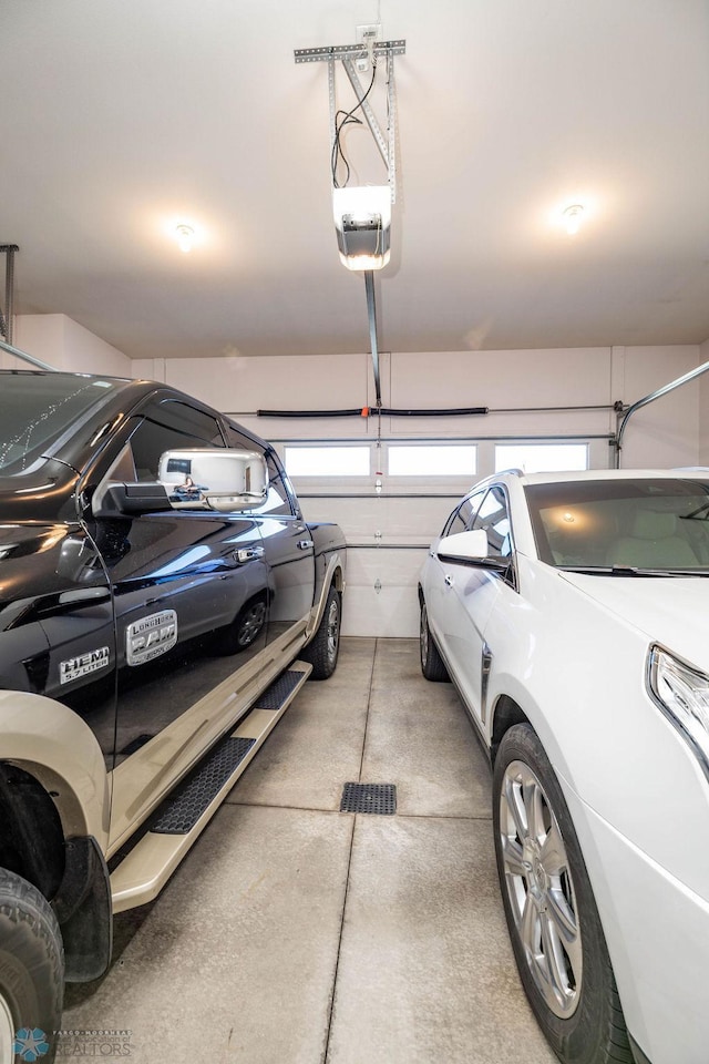 garage with a garage door opener