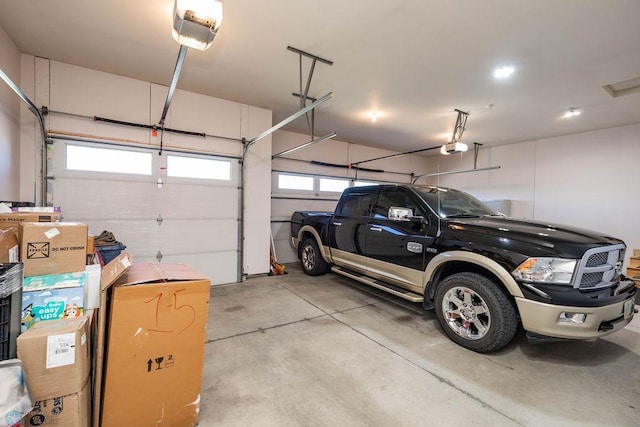 garage with a garage door opener