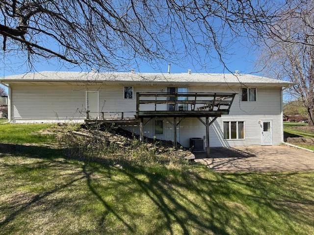 7996 Corey Path, Inver Grove Heights, MN 55076 - rear view of property with a deck, a yard, a patio, and cooling unit