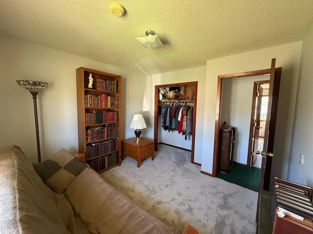 7996 Corey Path, Inver Grove Heights, MN 55076 - living area with carpet floors, baseboards, and a textured ceiling