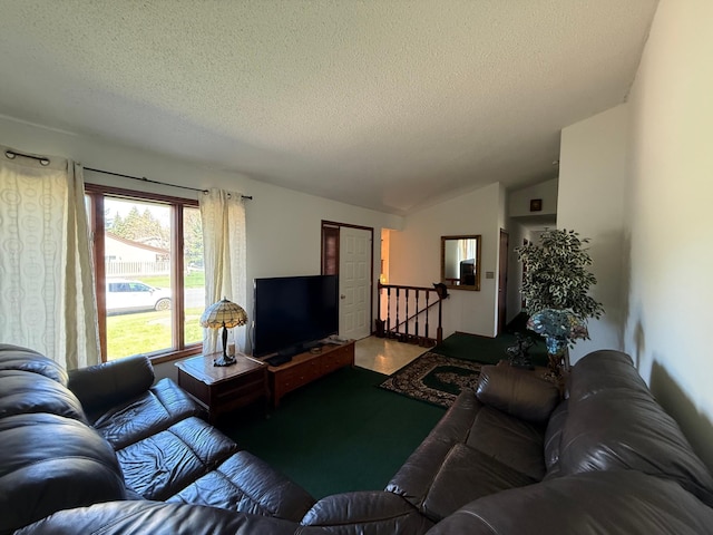 7996 Corey Path, Inver Grove Heights, MN 55076 - living area with a textured ceiling and vaulted ceiling