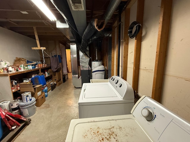 7996 Corey Path, Inver Grove Heights, MN 55076 - laundry area featuring washing machine and clothes dryer, heating unit, and water heater