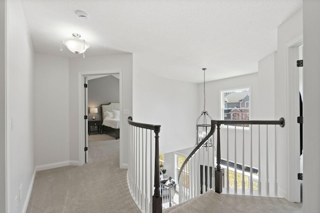 16500 Irwindale Way, Lakeville, MN 55044 - hall featuring an upstairs landing, carpet flooring, baseboards, and a textured ceiling