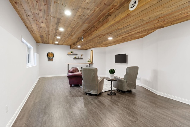 16500 Irwindale Way, Lakeville, MN 55044 - sitting room featuring wood finished floors, recessed lighting, baseboards, and wooden ceiling