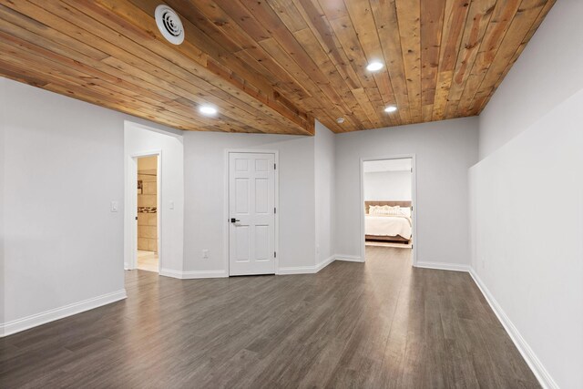 16500 Irwindale Way, Lakeville, MN 55044 - empty room with dark wood-style floors, recessed lighting, wood ceiling, and baseboards