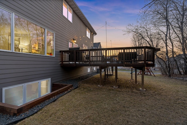 16500 Irwindale Way, Lakeville, MN 55044 - back of property featuring a wooden deck, stairs, and a yard