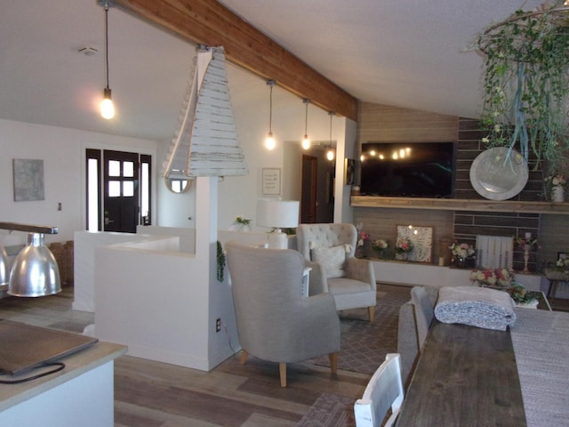 living area featuring wood finished floors
