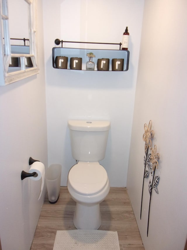 bathroom with wood finished floors and toilet