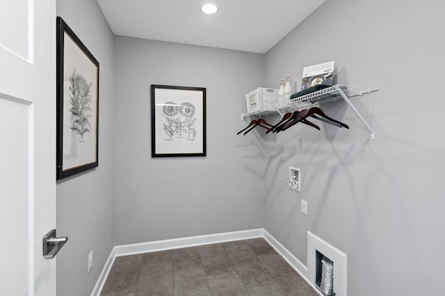 laundry room featuring baseboards, visible vents, laundry area, and washer hookup