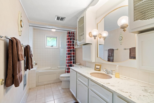 1109 Hamilton St, Saint Croix Falls, WI 54024 - full bath with toilet, vanity, tile patterned flooring, and shower / tub combo