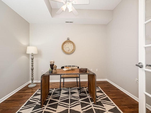 4730 Park Commons Dr Unit 215, Saint Louis Park, MN 55416 - office area featuring wood finished floors, baseboards, and a ceiling fan