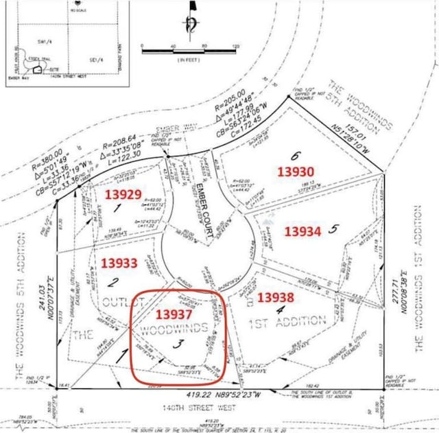 13937 Ember Ct, Apple Valley, MN 55124 - map showing property parcels