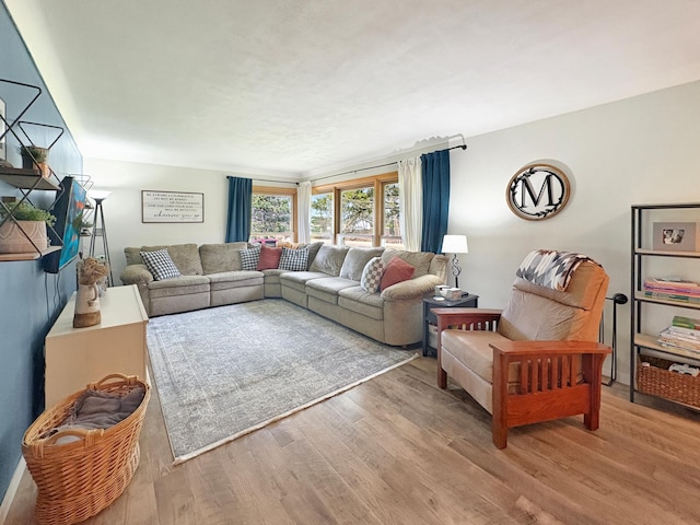 living room featuring light wood-type flooring