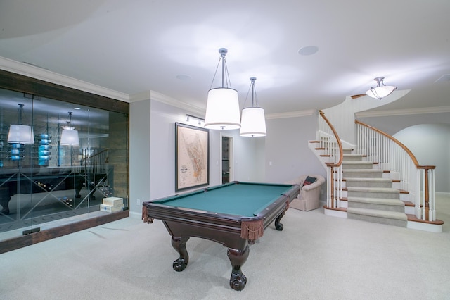 13980 Emerald Rdg, Minnetonka, MN 55305 - playroom with ornamental molding, carpet, and pool table