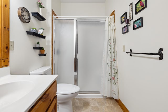 36306 Pine Bay Cir Unit 104, Crosslake, MN 56442 - full bathroom featuring toilet, a stall shower, and vanity