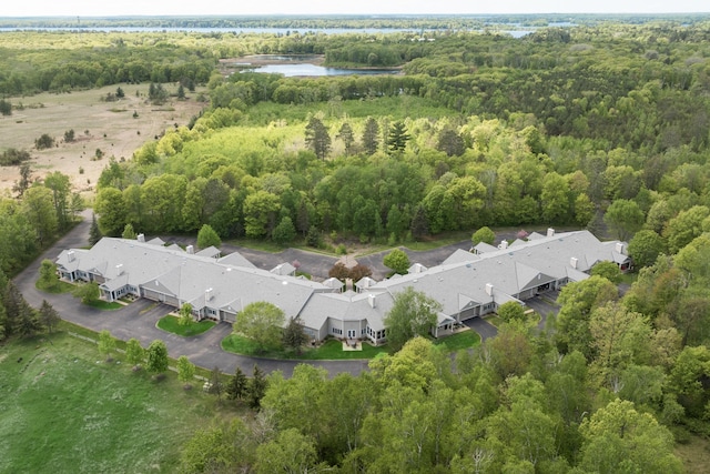 36306 Pine Bay Cir Unit 104, Crosslake, MN 56442 - aerial perspective of suburban area with a heavily wooded area and a nearby body of water