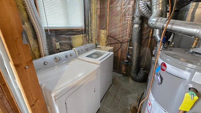 14291 92nd Ave N, Maple Grove, MN 55369 - clothes washing area featuring water heater, laundry area, and independent washer and dryer