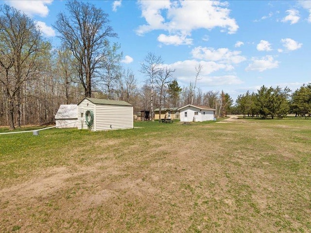 14805 300th St, Red Eye Twp, MN 56477 - view of green lawn with a shed and an outdoor structure