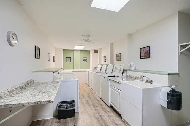 2495 Canabury Dr Unit 220, Little Canada, MN 55117 - community laundry room with separate washer and dryer, ceiling fan, light wood-type flooring, and visible vents