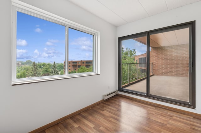 3300 Louisiana Ave S Unit 523, Saint Louis Park, MN 55426 - unfurnished room with baseboard heating, healthy amount of natural light, and wood finished floors