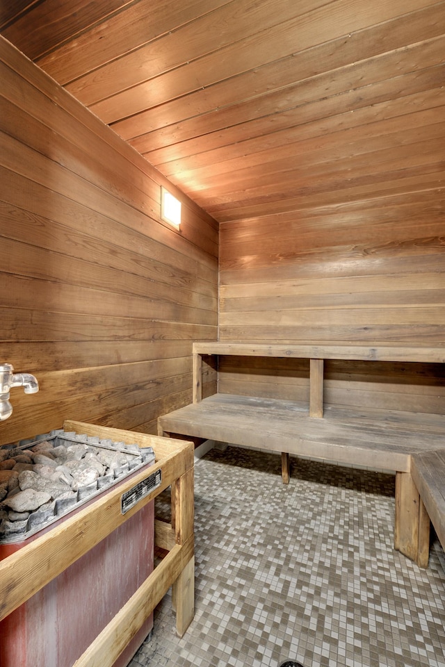 3300 Louisiana Ave S Unit 523, Saint Louis Park, MN 55426 - relaxing sauna / steam room featuring wood ceiling and wooden walls