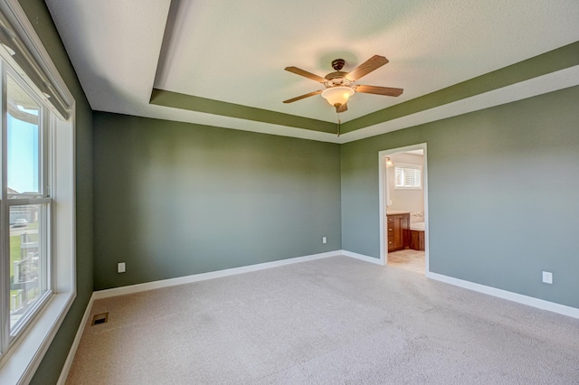 4764 Ashton Curv, Woodbury, MN 55129 - spare room with light colored carpet, ceiling fan, and a raised ceiling