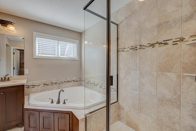 4764 Ashton Curv, Woodbury, MN 55129 - full bath featuring a stall shower, a garden tub, vanity, and a textured ceiling