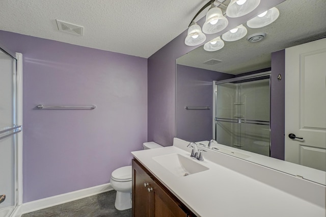 4764 Ashton Curv, Woodbury, MN 55129 - bathroom featuring a stall shower, vanity, and a textured ceiling