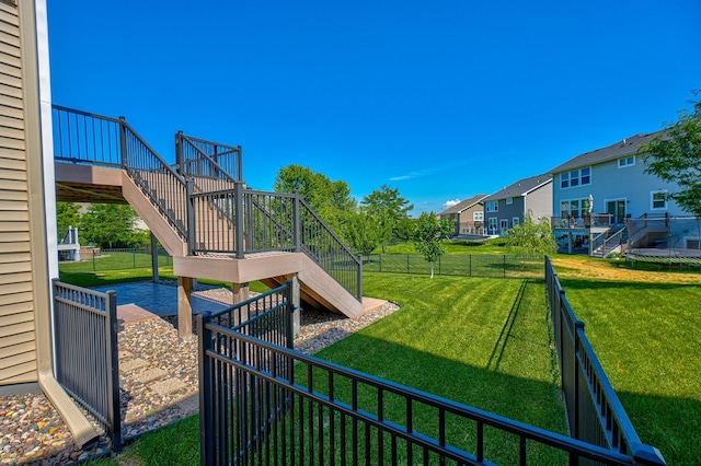 4764 Ashton Curv, Woodbury, MN 55129 - fenced backyard with stairs, a residential view, and a deck