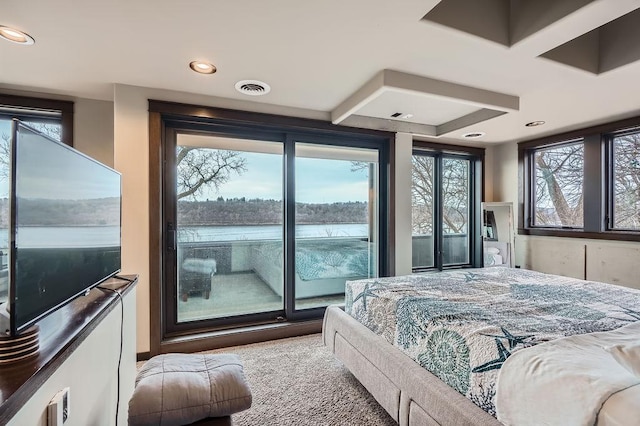 bedroom with visible vents and recessed lighting