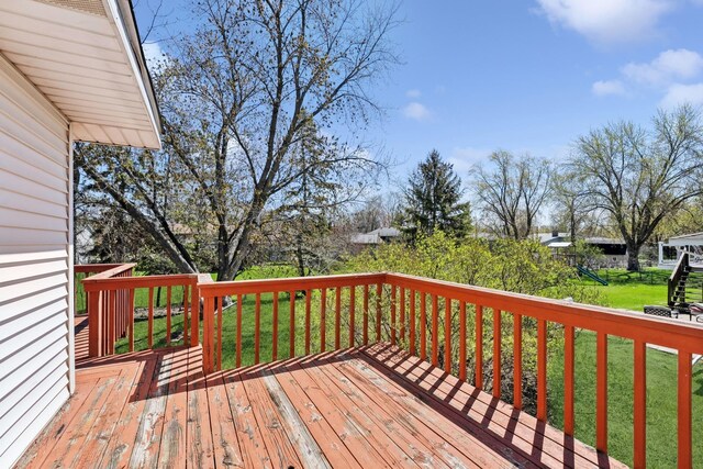 deck with a yard