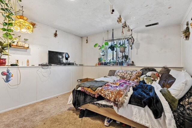 bedroom featuring carpet flooring and visible vents