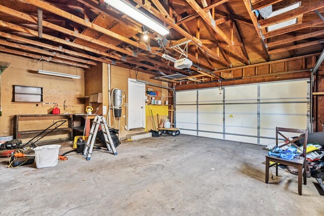garage with a garage door opener