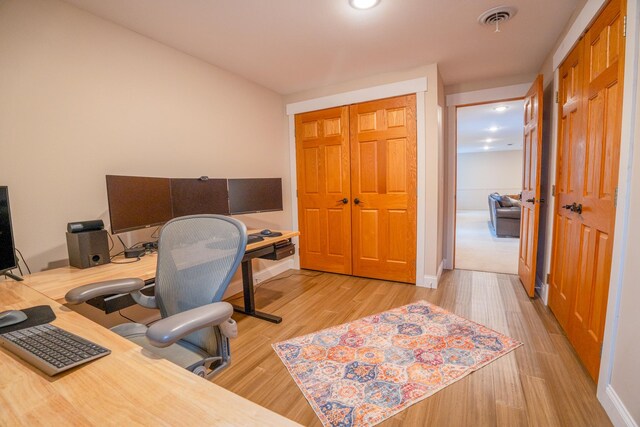 122 Ridge Rd, New London, MN 56273 - office with light wood-style floors, recessed lighting, and baseboards